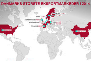 Kortlagt: Her er de vigtigste lande når man taler om dansk eksport. 