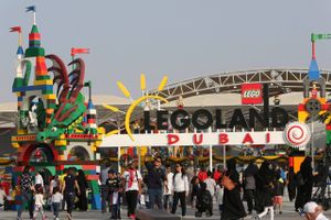 - In this Dec. 18, 2016 file photo, people visit the Legoland at Dubai Parks & Resorts in Dubai, United Arab Emirates. A massive amusement park in Dubai says it is abandoning plans to build a $454-million Six Flags. DXB Entertainments, which runs Dubai Parks & Resorts, said in a statement filed on Thursday, Feb. 7, 2019 on the local stock market, that a planned financial instrument was "no longer available and the Six Flags Dubai project cannot proceed at this time." (AP Photo/Kamran Jebreili, File)