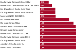 Finans forklarer: En investeringsforening med danske aktier er otte gange dyrere end den billigste.