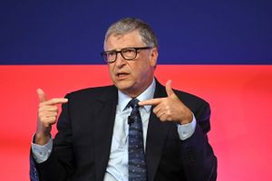 Bill Gates speaks during the Global Investment Summit at the Science Museum, London, Tuesday, Oct, 19, 2021. Foto: Leon Neal/Pool Photo via AP