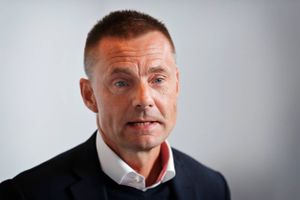 Ebbe Sand præsenteres som ny sportsdirektør i Brøndby på et pressemøde på Brøndby stadion. Her medejer af klubben Jan Bech Andersen. Arkivfoto: Jens Dresling