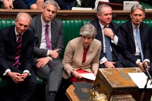 Theresa May led fredag for tredje gang nederlag i en afstemning om hendes exit-aftale med EU. Foto: AFP/Mark Duffy