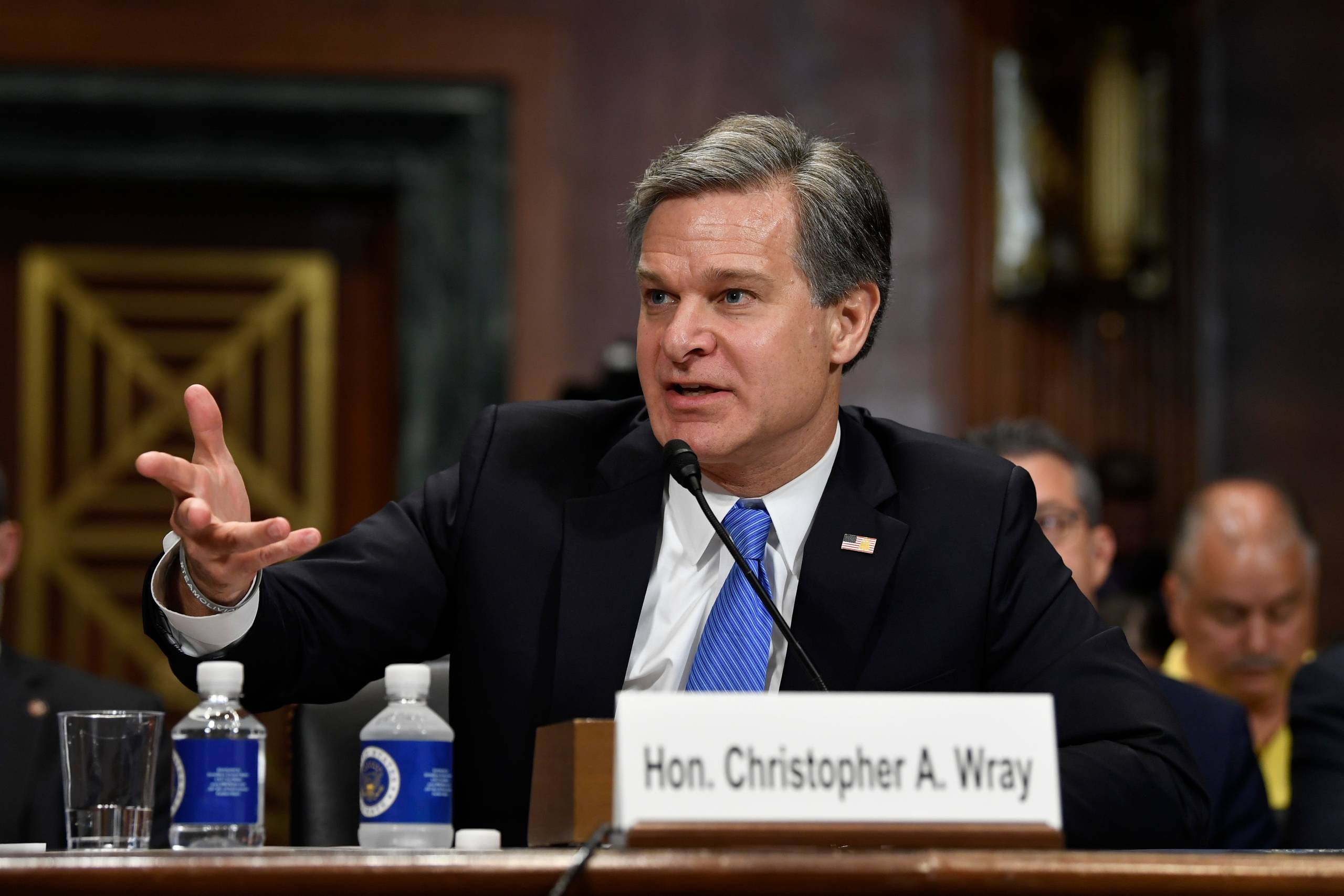 FBI Director Christopher Wray testifies before the Senate Judiciary Committee on Capitol Hill in Washington, Tuesday, July 23, 2019. Wray's appearance before the committee could be something of a preview of the intense questioning special counsel Robert Mueller is likely to face in Congress the next day. Foto: AP Photo/Susan Walsh