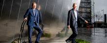 Michael Rasmussen (tv) og Anders Eldrup (th) vil på mandagens årsmøde i Finans Danmark præsentere planerne om at gøre bankerne grønne. Foto: Stine Bidstrup