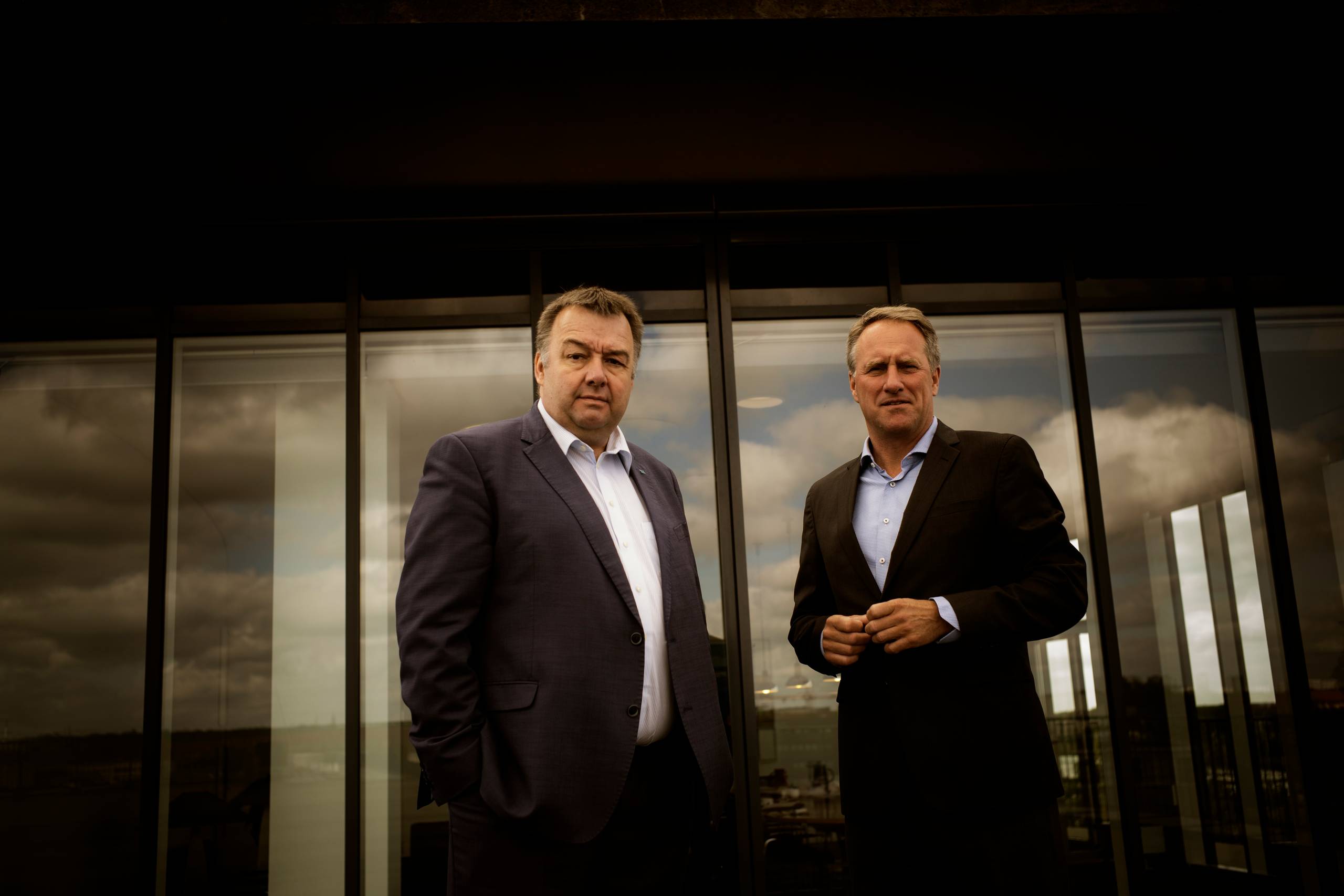adm. dir. i DI, Lars Sandahl Sørensen og formand for Dansk Metal, Claus Jensen, maj 2020