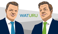 Tvillingebrødrene Toke og Tor Reedtz står bag det børsnoterede greentech-selskab Waturu. Selskabets hovedprodukt er en vandvarmer, som det trods 10 års arbejde endnu ikke er lykkedes at bringe på markedet. Illustration: Anders Vester Thykier