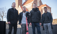 (Fra venstre) Douglas Stark, Filip Lindvall, Fredrik Hjelm og Adam Jafer er stifterne bag det frembrusende løbehjulsfirma Voi Technology, der findes de fire største danske byer. Foto: Voi Technology