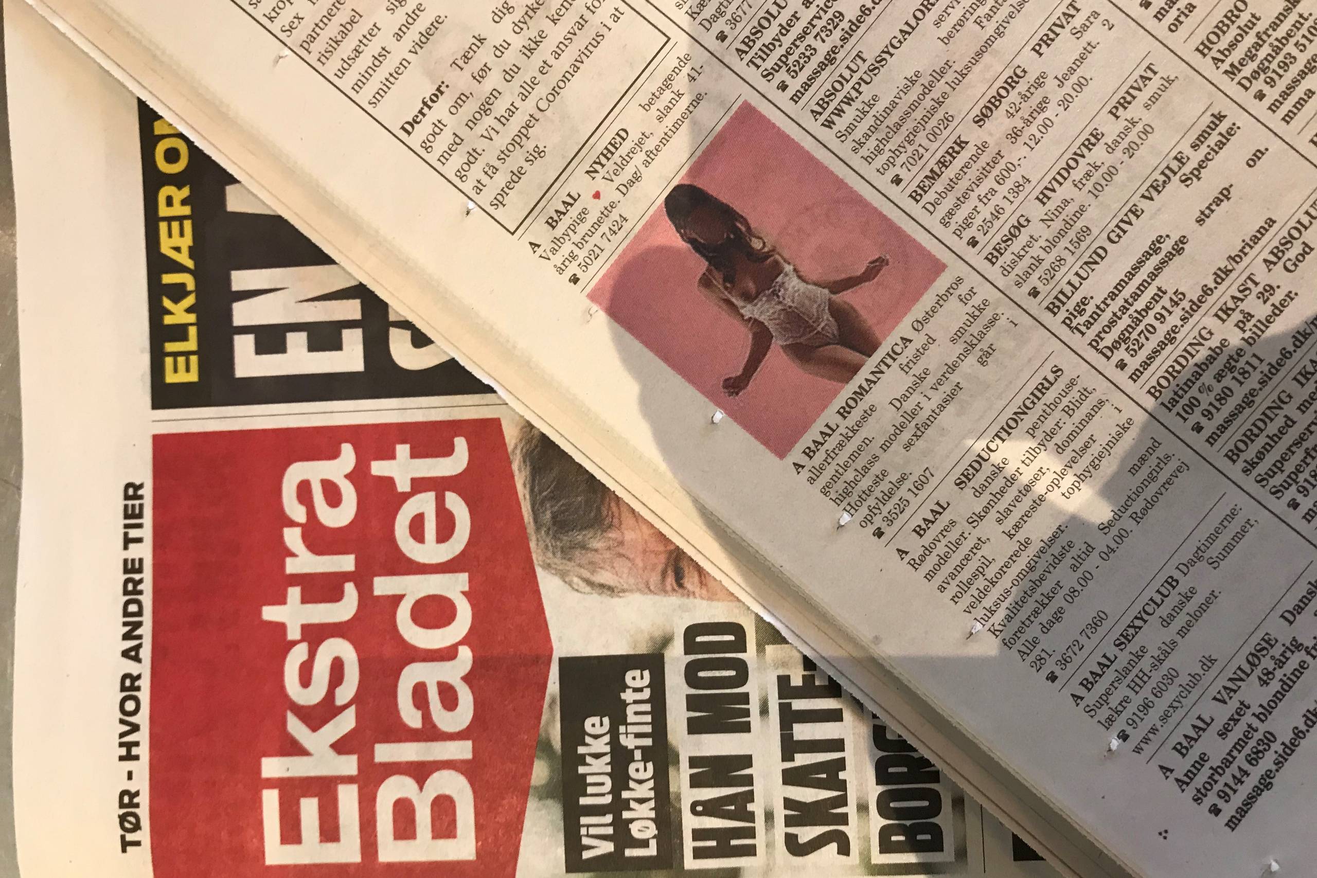 Massageannoncerne er fortid i Ekstra Bladet. Foto: Finans