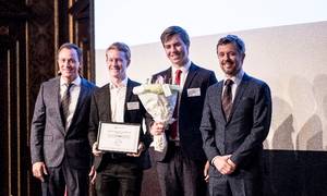 Subreader vandt i 2018 prisen »Årets mest lovende startup« ved Danish Entrepreneurship Awards. Prisen blev overrakt af kronprins Frederik. Foto: Fonden for Entreprenørskab