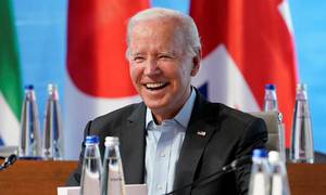 USA’s præsident, Joe Biden, under G7-topmødet den 27. juni 2022. Biden vil lancere et massivt initiativ om infrastruktur, der skal give Kina konkurrence. Foto: Susan Walsh/AFP
