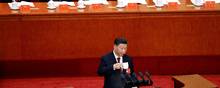 Kinas leder Xi Jinping talte i søndags til den 20. kongres i Det Kommunistiske Parti. Her gjrode han det klart, at man arbejder på en genforening med Taiwan.  
REUTERS/Thomas Peter