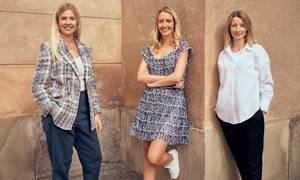 Anna Hartvigsen (tv.), Camilla Falkenberg og  Emma Due Bitz har stiftet investeringsnetværket Female Invest. Nu lancerer de en handelsplatform. Foto: PR