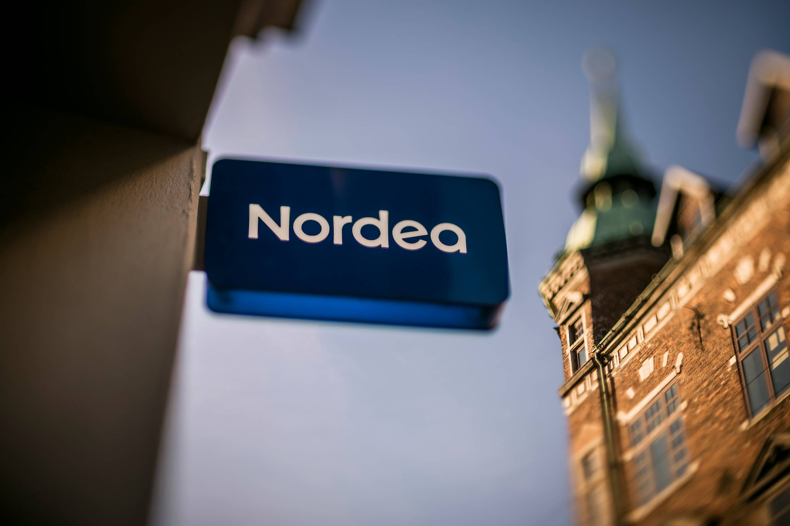 Nordea skilt, bank, pengeinstitut. Tid og sted: Mandag d. 20. januar 2025, Strøget, København. Foto: Thomas Lekfeldt