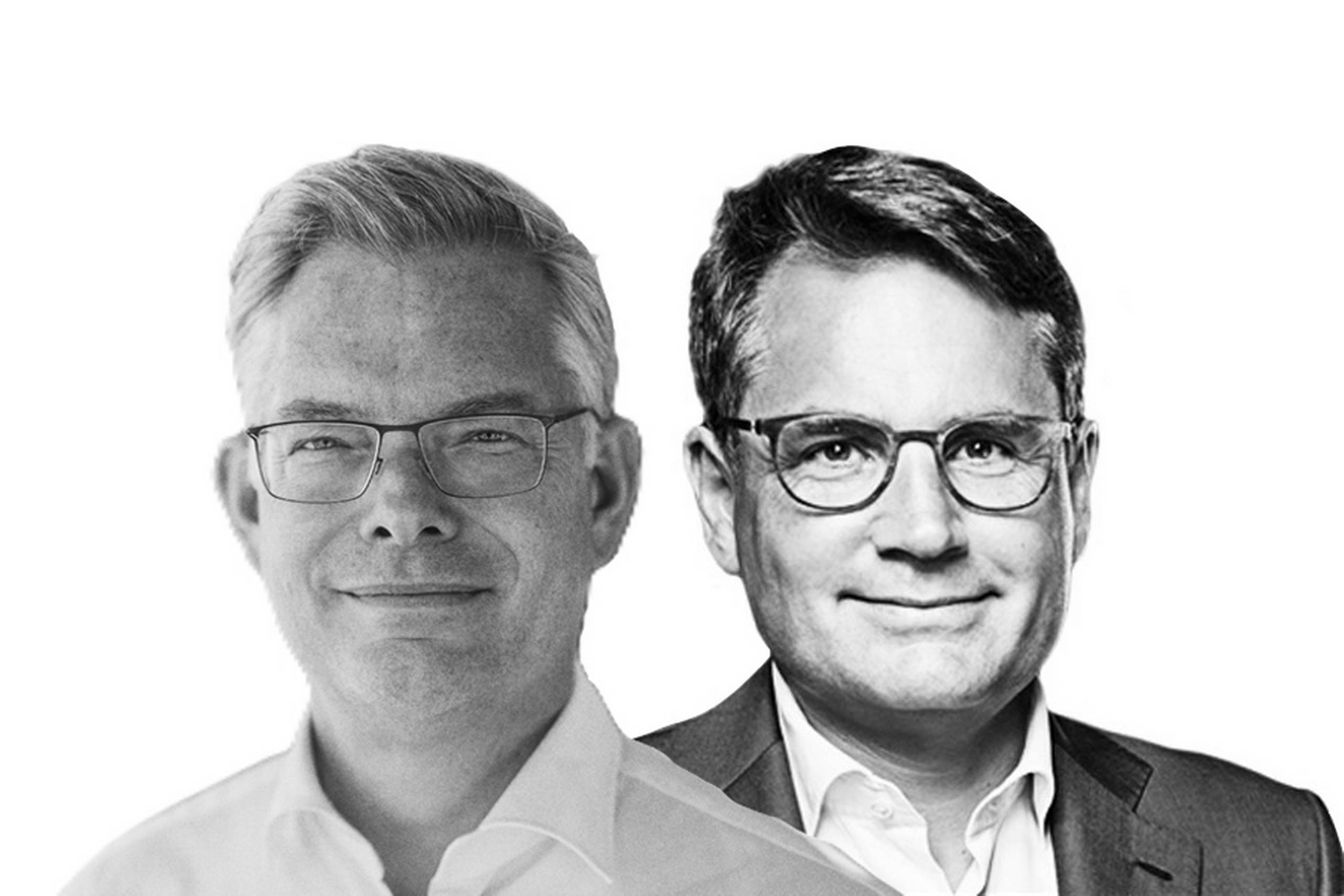 Mark Luscombe, direktør i AL Sydbank, og Brian Mikkelsen, adm. direktør i Dansk Erhverv