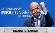 Fifa's præsident Gianni Infantino barsler med planer om et mini VM i fodbold med deltagelse af otte landshold. Foto: Michael Probst. Foto: Michael Probst