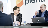 Preben Damgaard (til venstre) tidligere investor. Til højre  tidligere administrerende direktør Peter Mægbæk. Begge har ikke længere noget med Plenti at gøre. Foto: Plenti, PR-foto