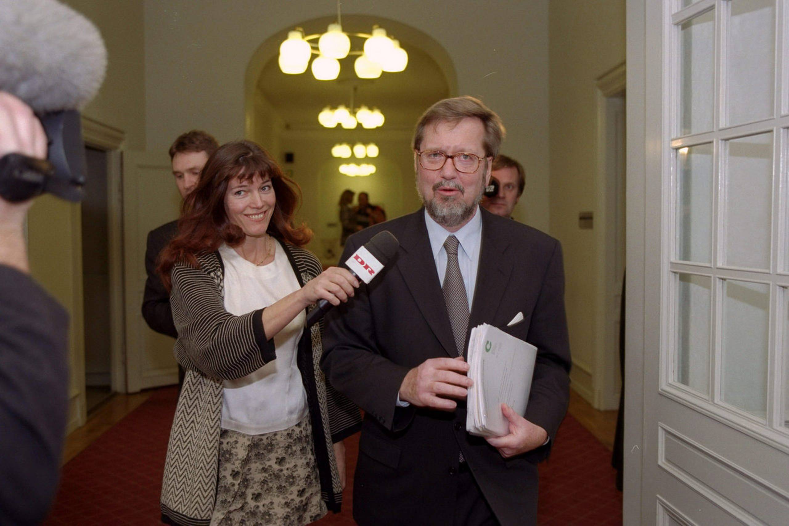 Anja Westphal, TV journalist DR interviewer Per Stig Møller, partileder Kons. 1998 Foto: Claus Lunde 