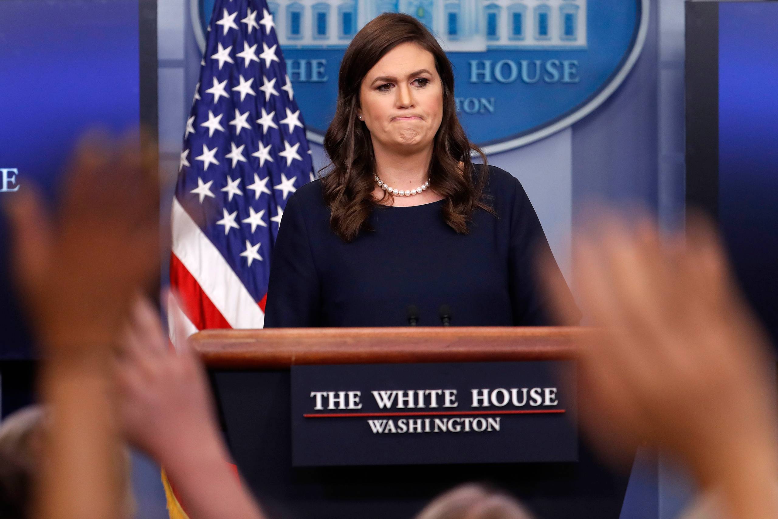 Ingen aftale om "drømmere" uden en aftale om en bredere migrationsreform, inklusive præsident Donald Trumps løfte om en mur på grænsen til Mexico, sagde Det Hvide Hus' pressetalskvinde Sarah Sanders. Foto: AP Photo/Pablo Martinez Monsivais